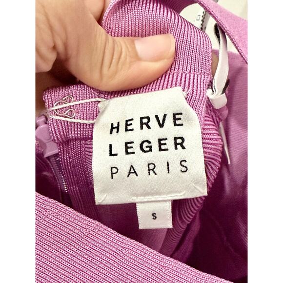 NWT Hervé Léger Crossover Halter Mini Bandage Dress Carnation Women's Size S - Picture 5 of 6